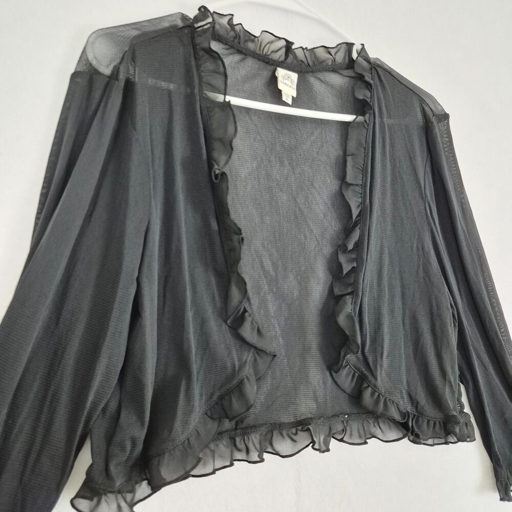 Sangria Black X Large Ruffled Sleeve Sheer Cover Up Cardigan Whimsigoth Romantic - Picture 3 of 13